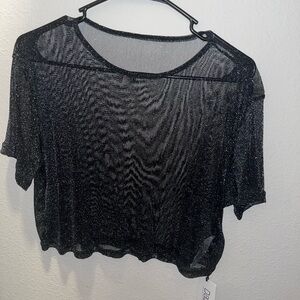 adorable sheer sparkly crop top